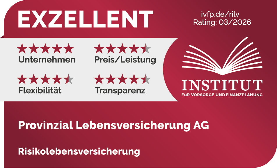 Siegel des Institut für Vorsorge und Finanzplanung mit der Note "exzellent" zum Rating aus 12/2024