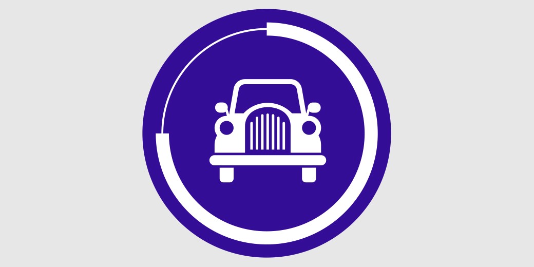 Auto mit 3/4 ausgefülltem Kreis